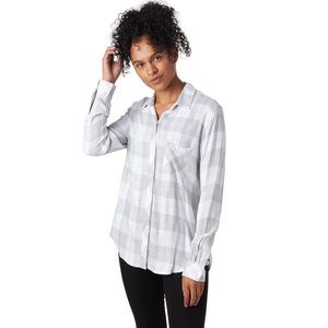 Rails Hunter Womens Plaid Button Up Shirt Size S Ivory/Silver Long Sleeve RARE